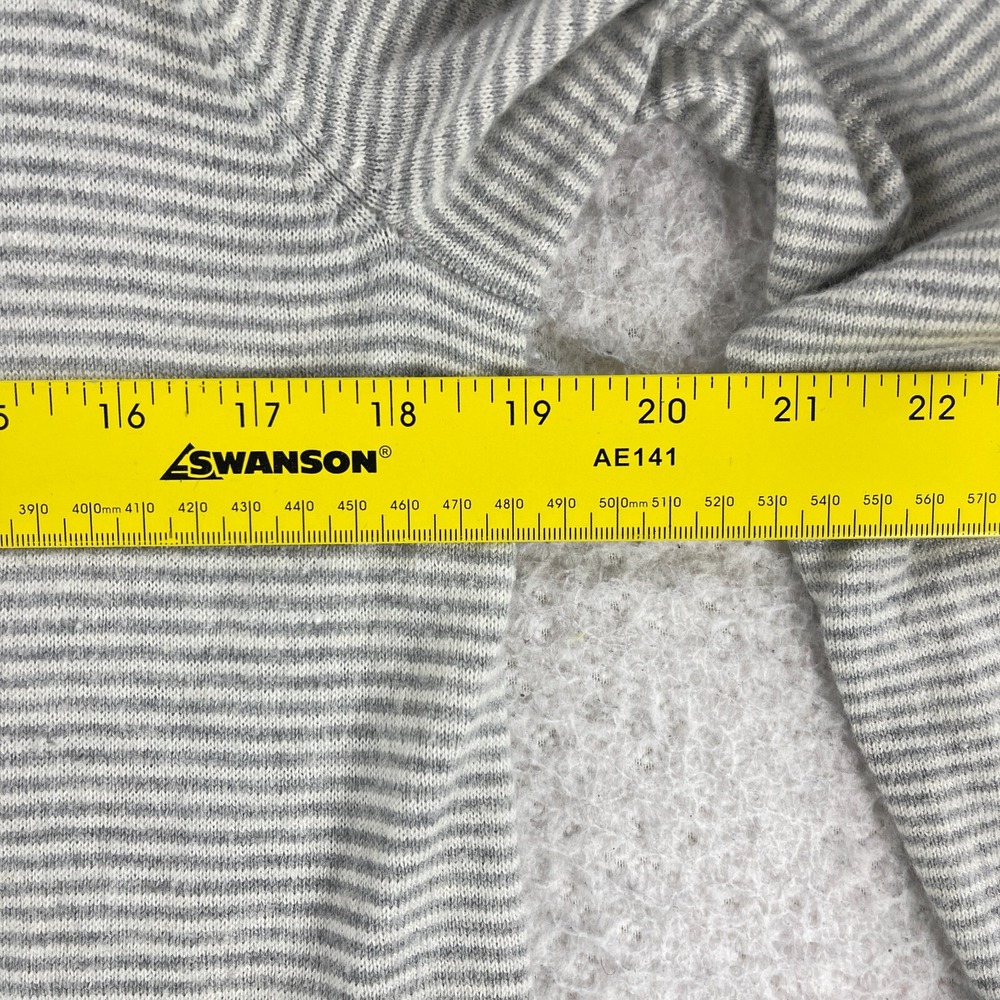 J. Jill Cardigan Sweater Womens Large Petite Gray‎ White Stripe Long Sleeve Knit - Picture 7 of 13